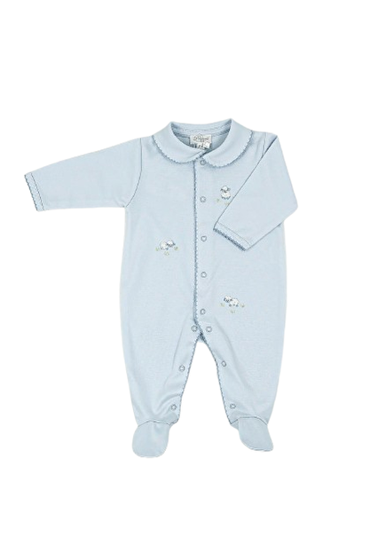 Mavi Nakışlı Erkek Bebek Patikli Tulum