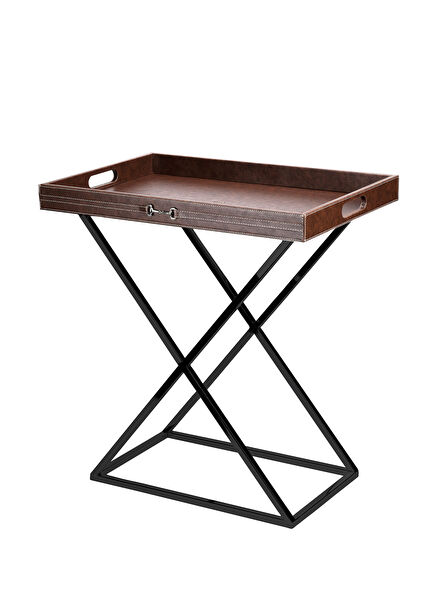 Tan Rectangular Tray Side Table
