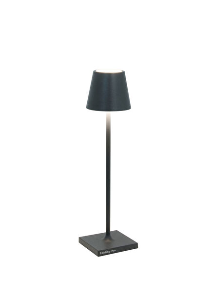 Poldina Koyu Gri Micro Şarjlı Led Masa Lambası