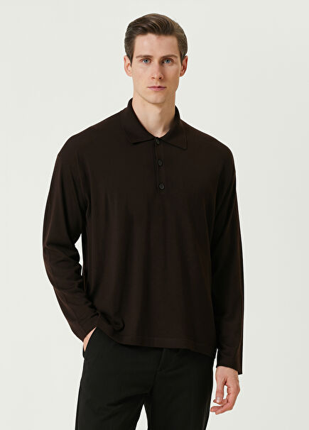 Djon Brown Polo Wool Sweater