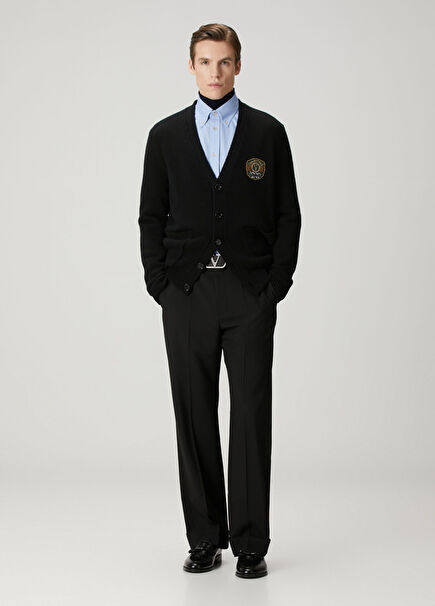 VLogo Siyah Yün Pantolon