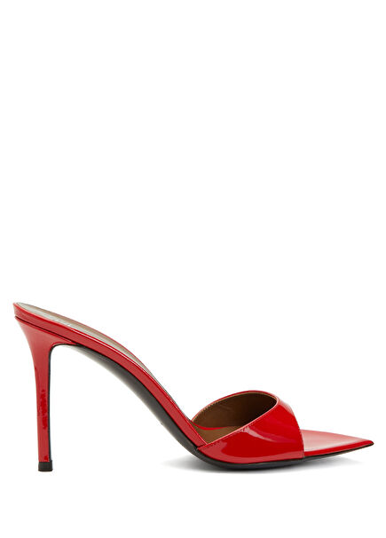 Red Womens Leather Slippers