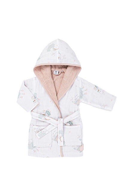 Hero Desenli Bunny Müslin Havlu Bebek Çocuk Bornozu