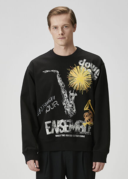 Black Figure Printed Sweatshirt