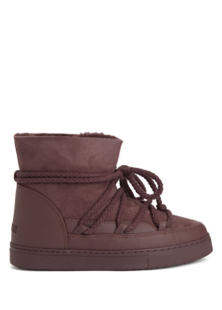 Burgundy Women's Leather Snow Boots