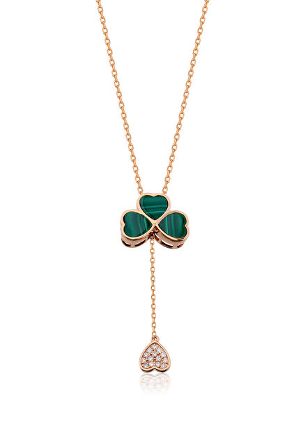 Clover Heart Malahit Kadın Altın Kolye