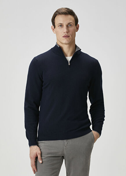 Lacivert Gri Yün Triko