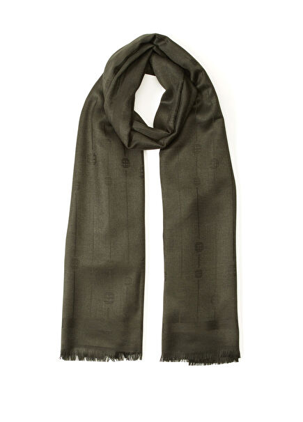 Khaki Logo Patterned Women's Shawl