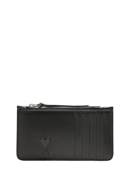 Black Logo Detailed Men's Leather Wallet
