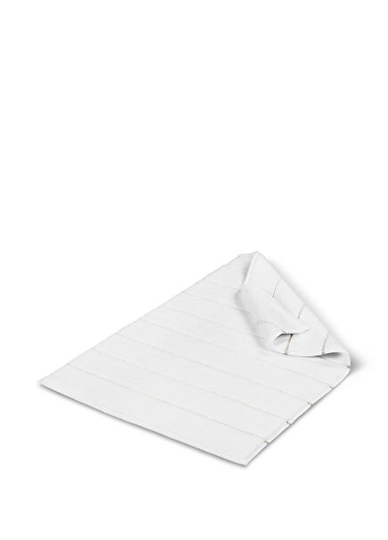 Cozy Bej Beyaz Organik Pamuk Banyo Halısı