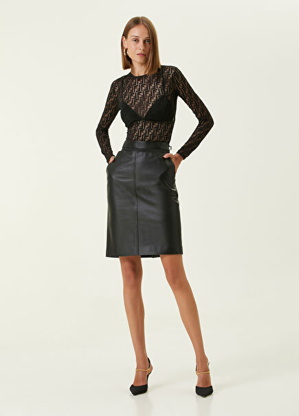 Black Midi Leather Skirt