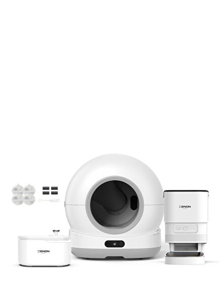 Akıllı Otomatik Kedi Tuvaleti Mama Kabı ve Su Pınarı 4'lü Pet Ürünleri Seti