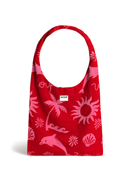 Patterned Red Women's T-Shirt Bag