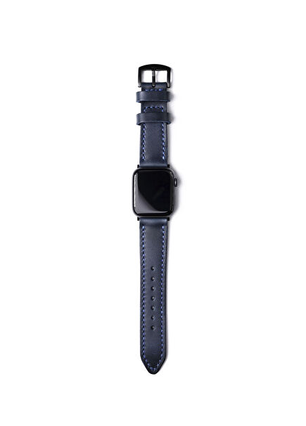 Dual Layer Custom Made Indigo Blue Leather Strap Compatible with <not>Apple Watch</not> Ultra and Series 8, 7, SE, 6, 5, 4, 3, 2, 49mm 45mm 44mm 42mm