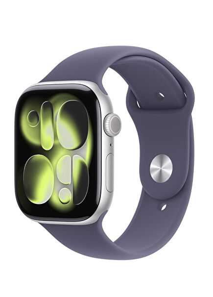 Watch Series 11 GPS 46mm Gümüş Rengi Alüminyum Sis Moru Spor Kordon Akıllı Saat MEV94TU/A - S/M