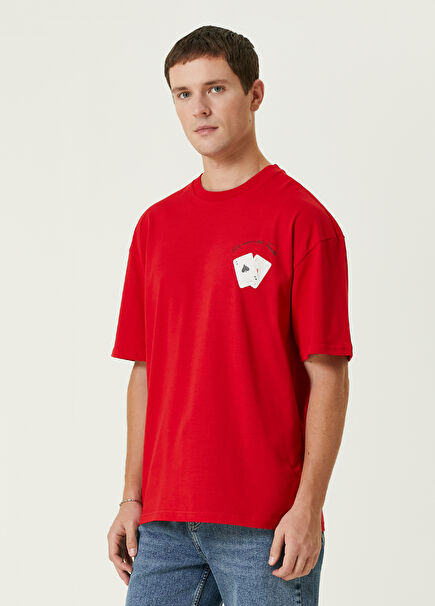 Kırmızı Baskılı T-shirt
