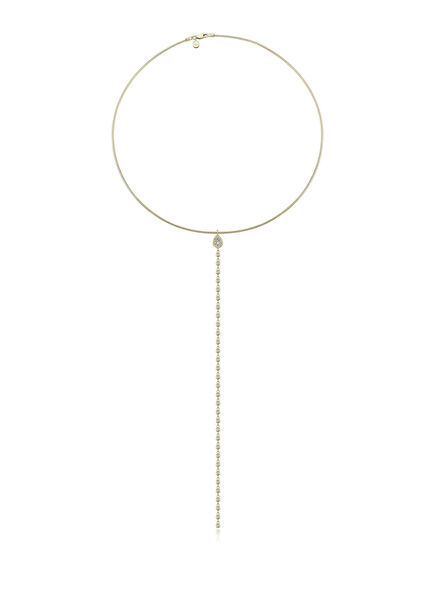 Drova Drop Pırlanta ve Safir Taşlı 14 Ayar Altın Kadın Kolye