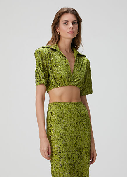 Sarita Green Stone Crop Blouse