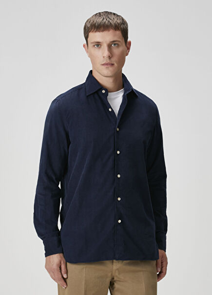 Navy Blue Textured Shirt