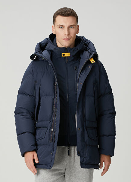 Navy Blue Hooded Puff Coat