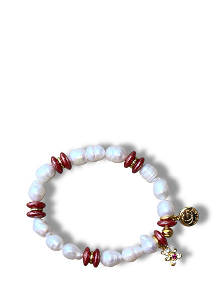 Doğal İnci 24 Ayar Altın Kaplama Kadın Bileklik