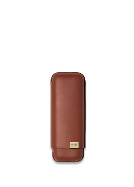 Iconic Series Brown Gold Leather 2 Pieces 64 Ring Cigar Case