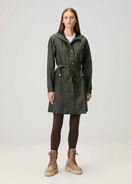 Curve Koyu Yeşil Kapüşonlu Yağmurluk
