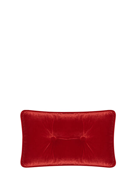Rectangle Button Detailed Red Velvet Pillow 30x50x6 cm