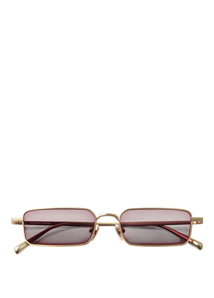 Gold Brown Metal Unisex Sunglasses