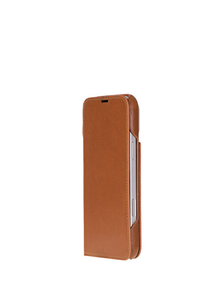 Sonat Urban Tan iPhone 17 Taba Deri Folio Telefon Kılıfı