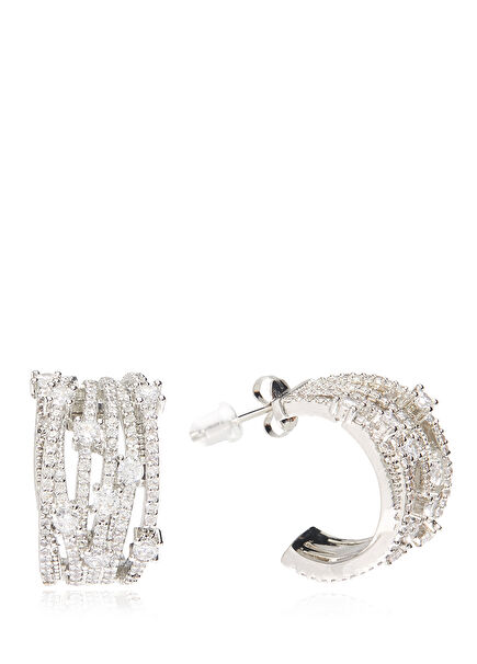 Silver Zircon Stones Women's Earrings