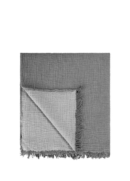 Cocoon Gri Throw 4 Kat Müslin Koltuk Şalı 130 x 170 cm