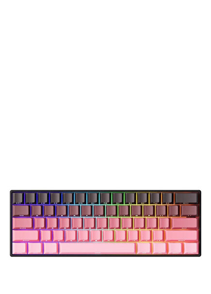 Monsgeek Fun60 Max Shine Through Black Pink Gradient Hall Effect Manyetik Switch ARGB Kablosuz Hotswap Mekanik Gaming Klavye
