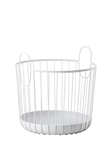 Inu Soft Grey Steel Table Top Wire Laundry Basket 40.6 cm
