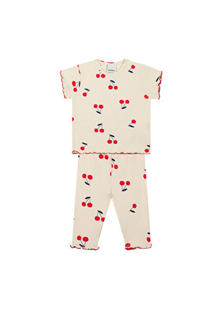 Kiraz Desenli T-shirt & Tayt Kız Bebek 2'li Set