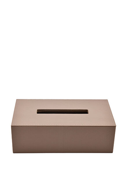 Beige Leather Rectangular Napkin Holder