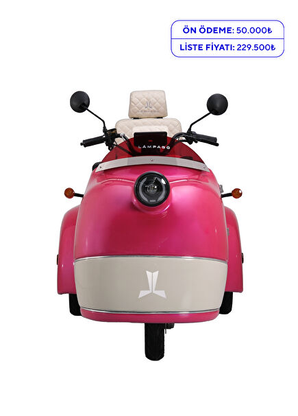 Elektrikli Pembe Krem Moped Motosiklet
