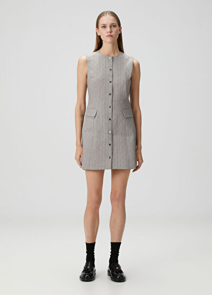 Grey Striped Mini Dress