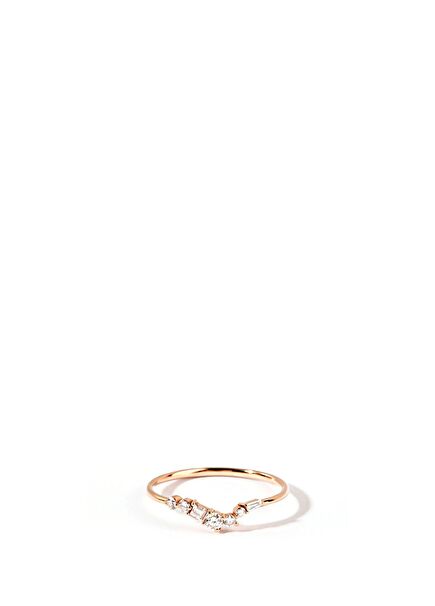 Asymmetry Pleasure Diamond Ring 14 Ayar Rose Gold Kadın Altın Yüzük