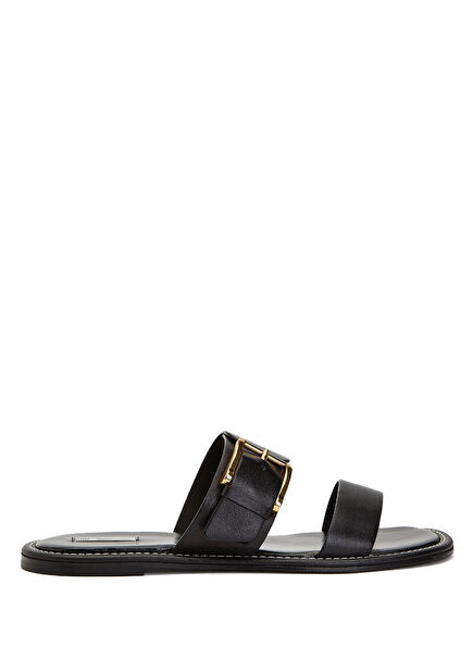 Black Women's Leather Slippers