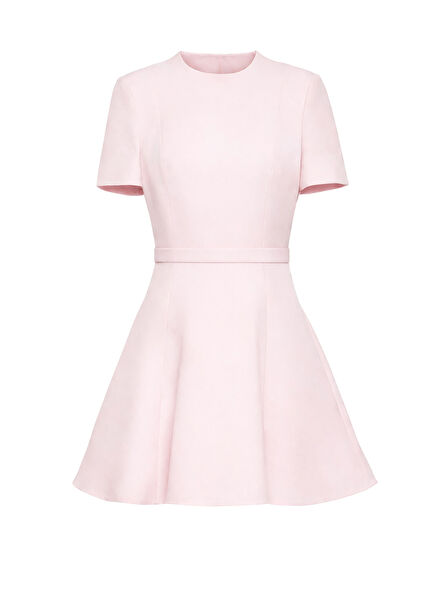 Lyla Pembe Krep Kısa Kollu Mini Kadın Elbise