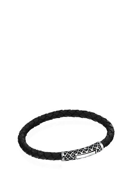 Black Men's Silver Bracelet
