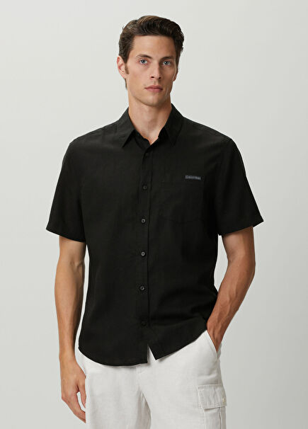 Black Casual Linen Shirt