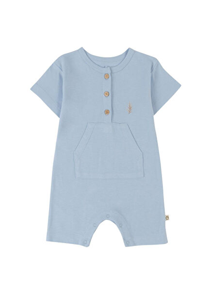 Mavi Bambu Kısa Kollu Erkek Çocuk Şort Tulum