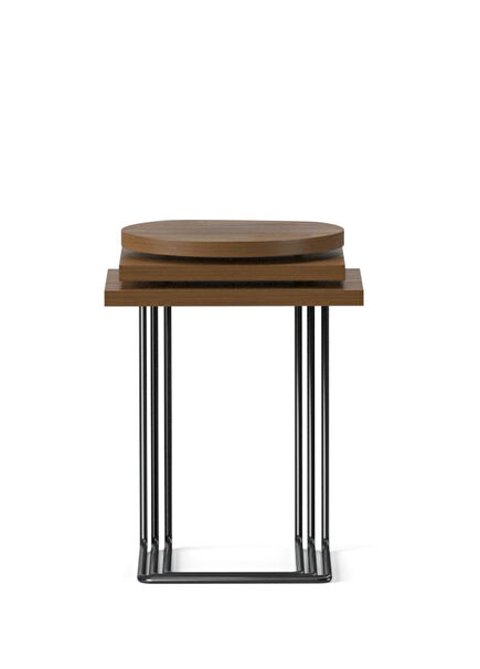 Bremen Brown Teak Laminate Epoxy Foot Set of 3 Nesting Table