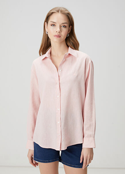 Salmon Linen Shirt