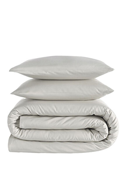 Odin Stone 300 TC Cotton Satin Double Duvet Cover Set 200 x 220 cm