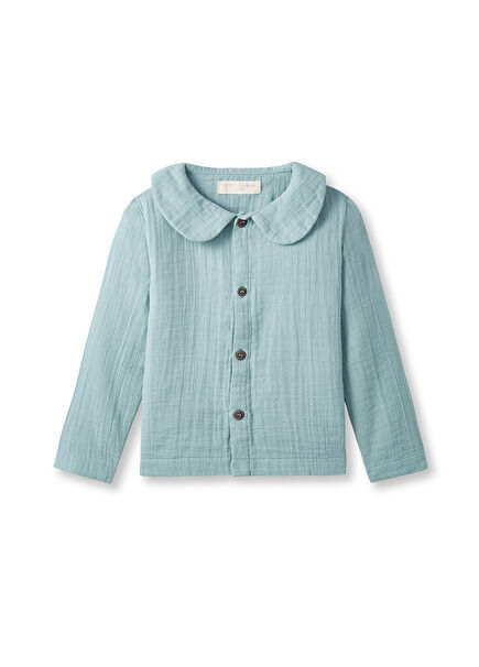Turquoise Muslin Baby Collar Unisex Kids Shirt