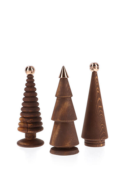 Copper Detailed Wooden Christmas Tree Set