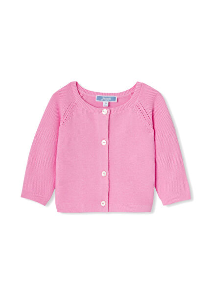 Pembe Örgü Pamuklu Kız Bebek Hırka